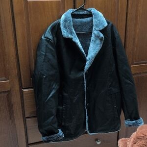 Black and Gray Shearling Coat